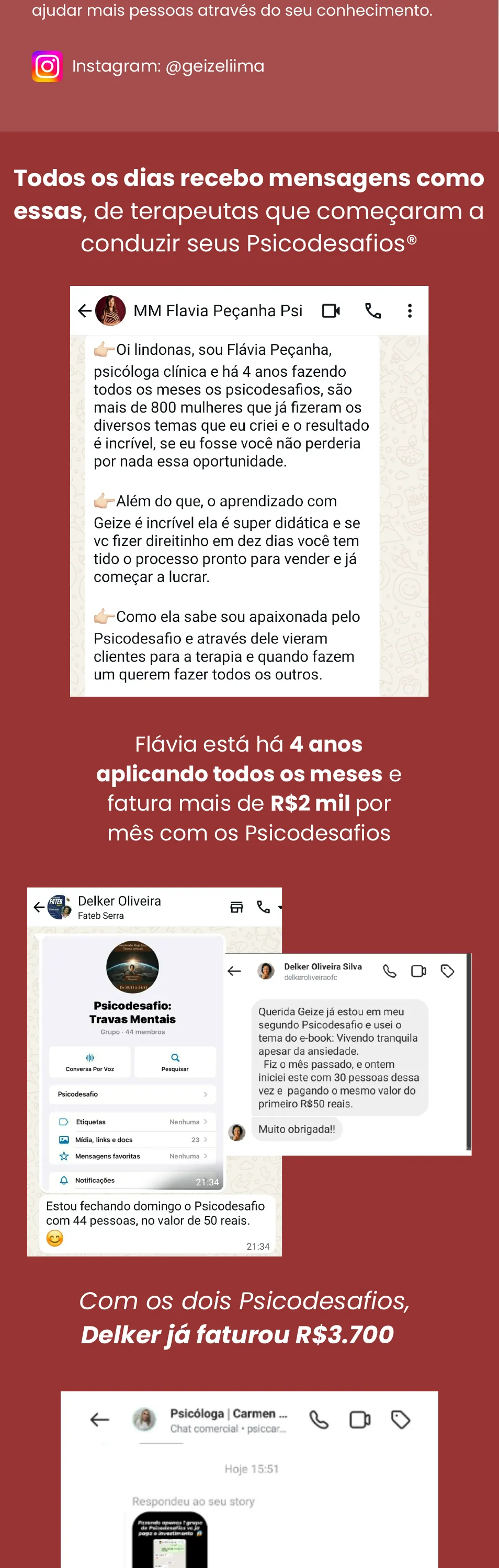 Depoimentos de terapeutas